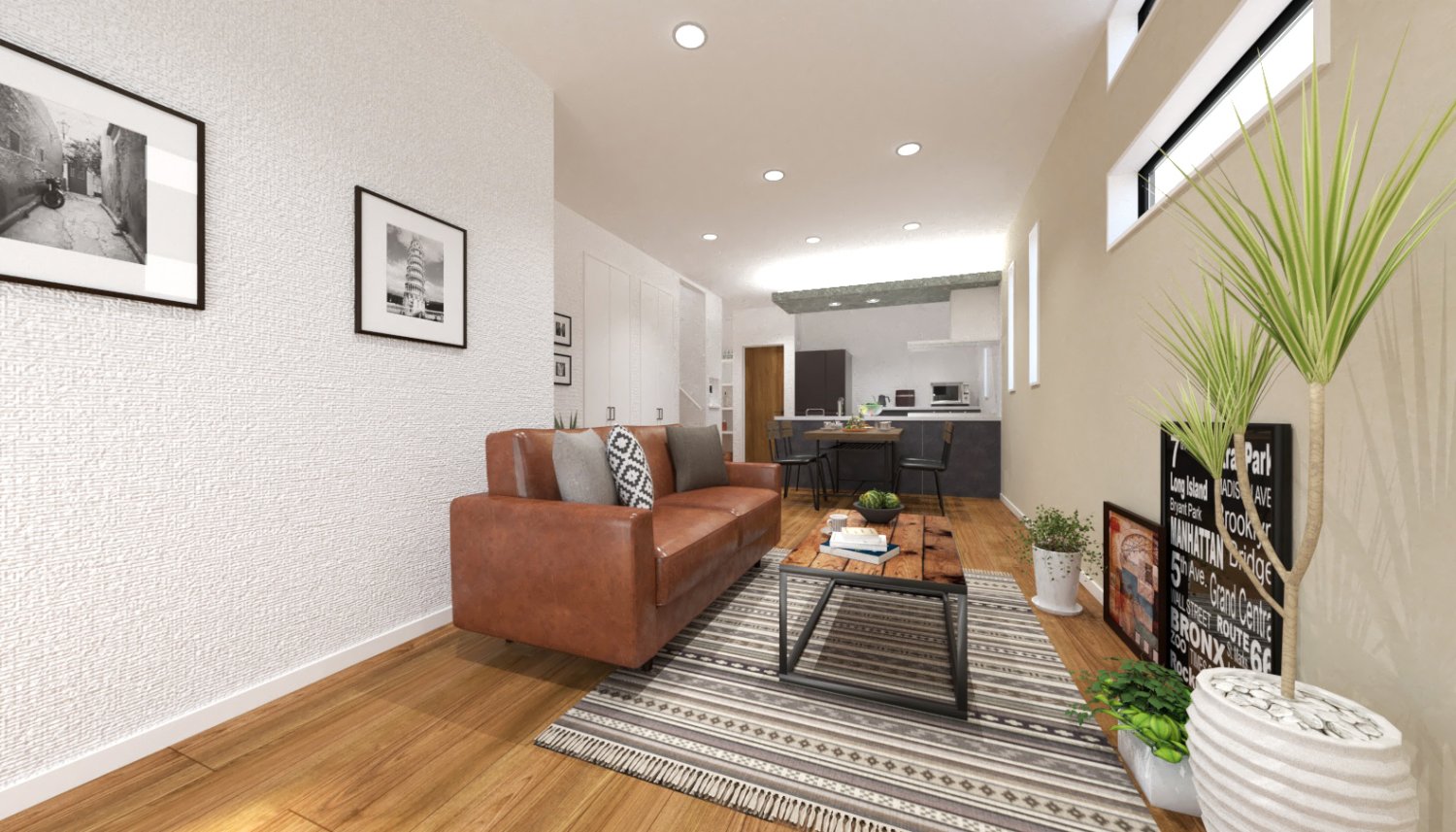 光を集める高級感ただよう明るいリビング、時とともに心地よさが増す空間。日常を洗練された上質な気分で過ごせるように、床や建具をシンプルにコーディネート。明るく優しい風合いの材質を取り入れた空間が、心地いい空間を演出しています。