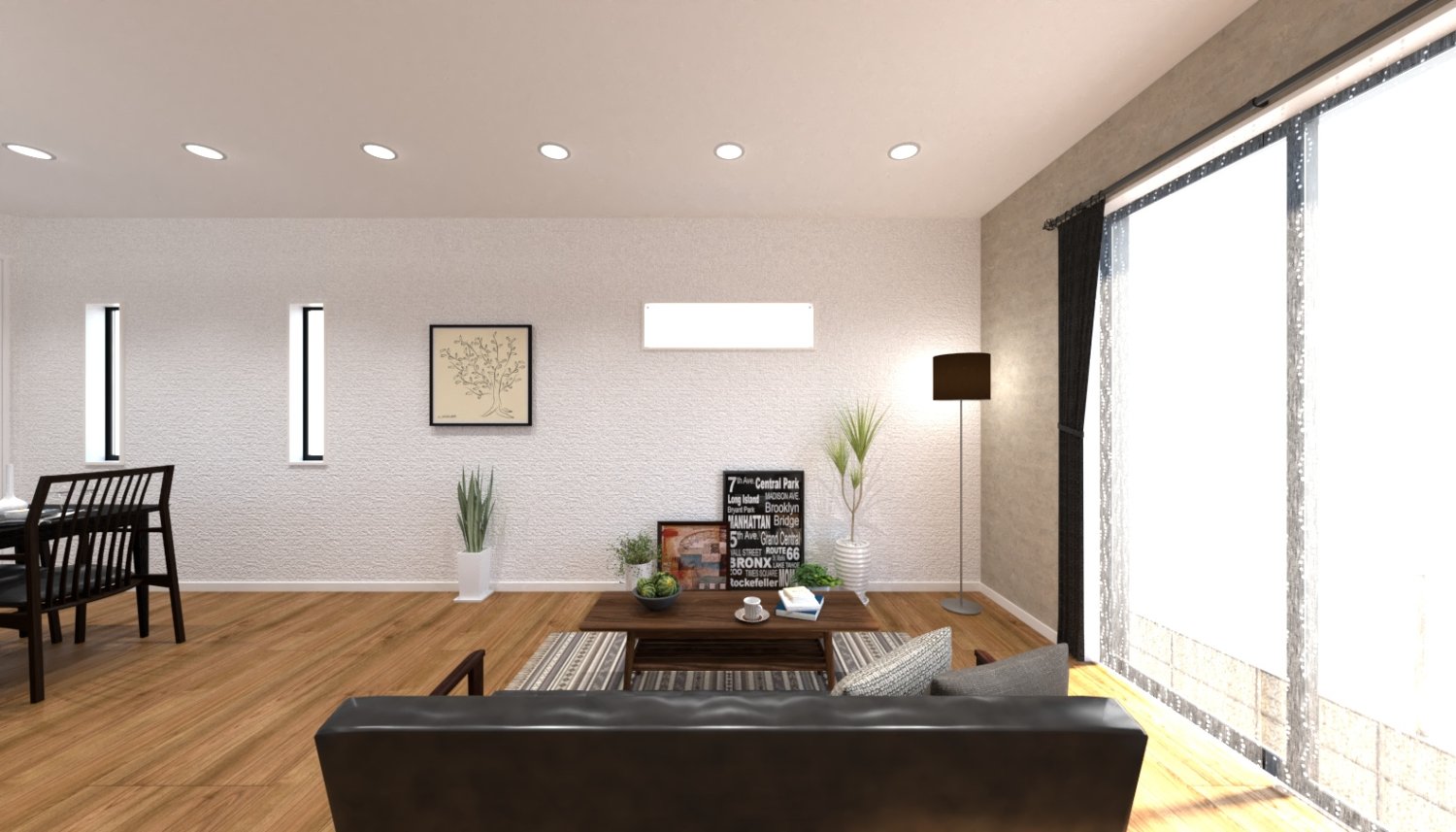 大きな窓から差し込む自然光が、空間のすみずみまでやさしく行き渡る住まい。無駄を削ぎ落としたデザインと、素材の質感が引き立て合い、明るく、洗練された上質な空間が広がります。日常でありながら、どこか特別。そんな居心地を、毎日の暮らしに。